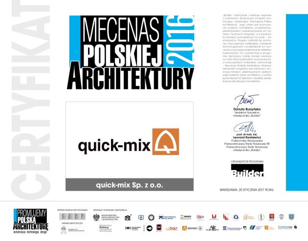 quick-mix Mecenas Polskiej Architektury 2016